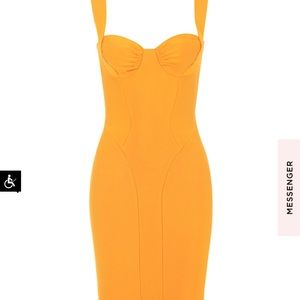 CHARLENE 
TANGERINE BANDAGE MIDI DRESS